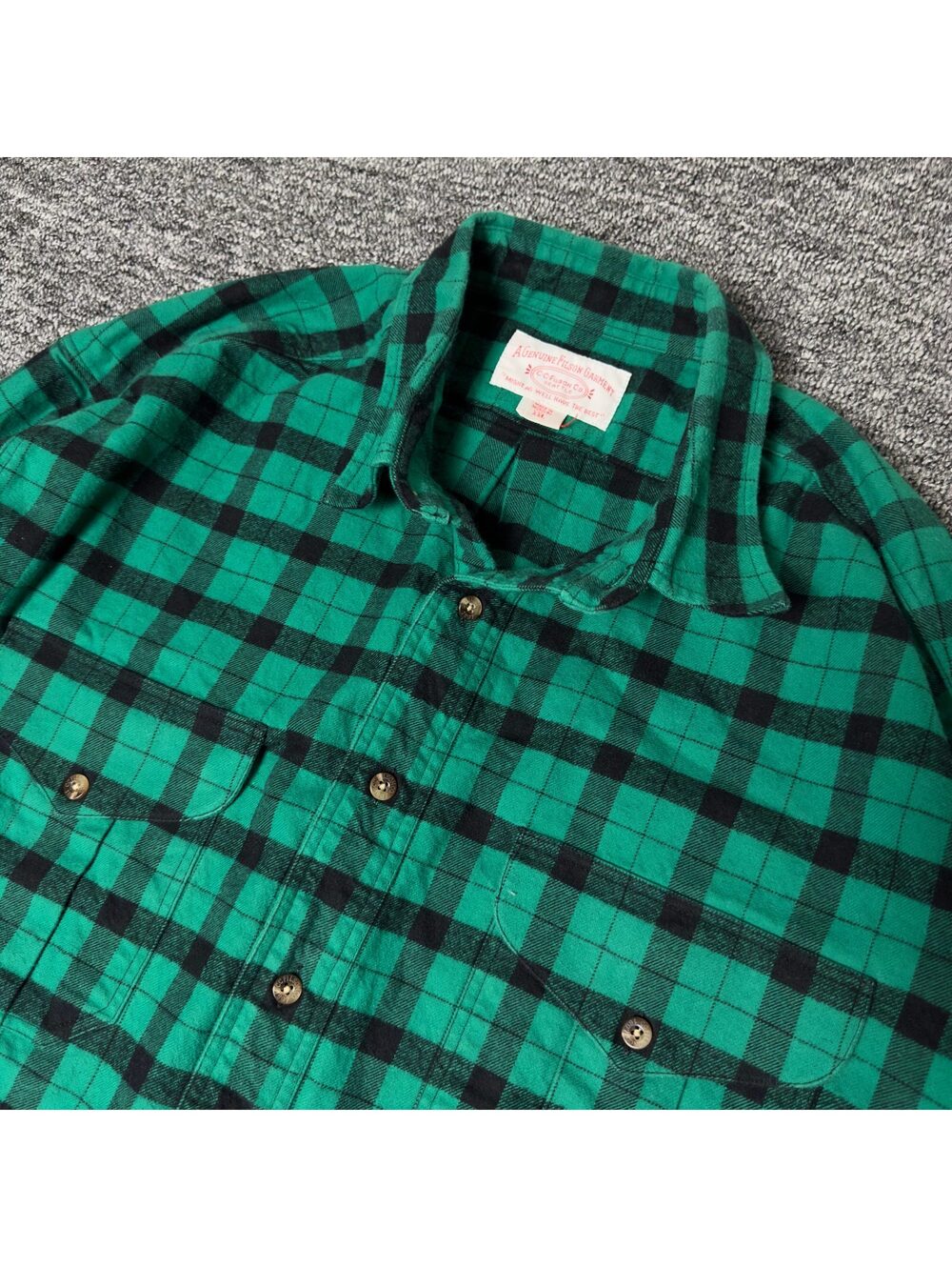 Filson Buffalo Plaid Flannel Shirt Mens XXL Green Cabin